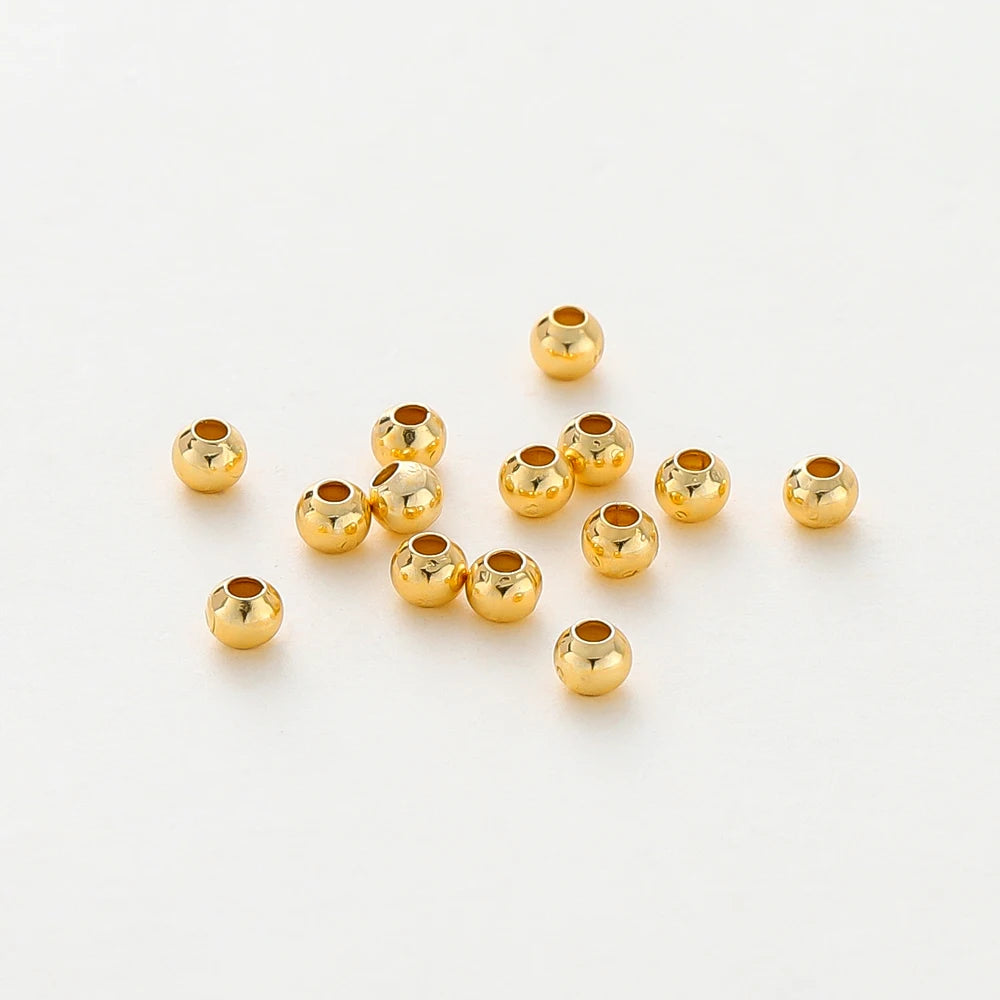 30-100 unidades de cuentas espaciadoras de latón chapado en oro de 14K/18K de 2/2,5/3/4/5/6 mm para la fabricación de joyas, accesorios, abalorios al por mayor