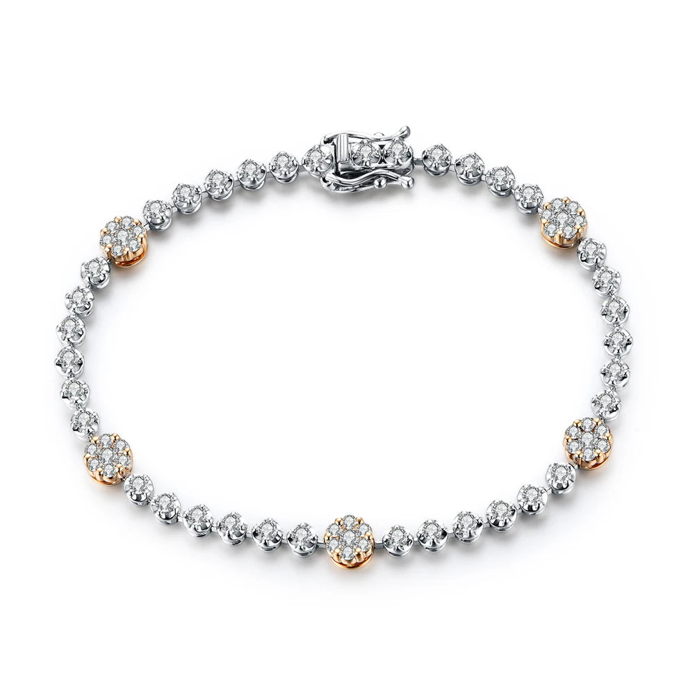 MINTYBOX S925 Sterlingsilber Alle Moissanit Tennisarmbänder für Damen D VVS1 Diamant 18k vergoldet Hochzeit Edler Schmuck Geschenk
