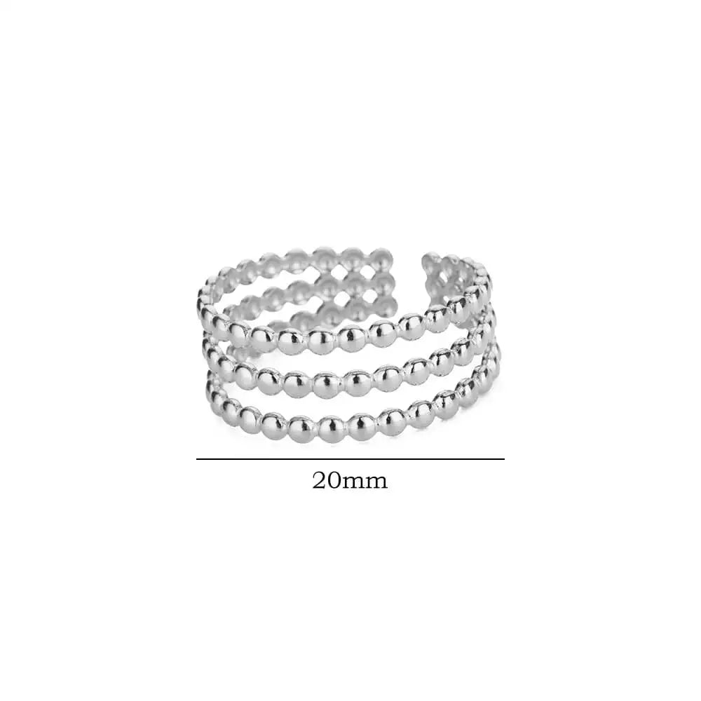 Süßer mehrschichtiger Perlenkettenring für Frauen Edelstahl Goldfarbe Minimalistischer Fingerring 2024 Trend Hochzeit Schmuck Geschenk