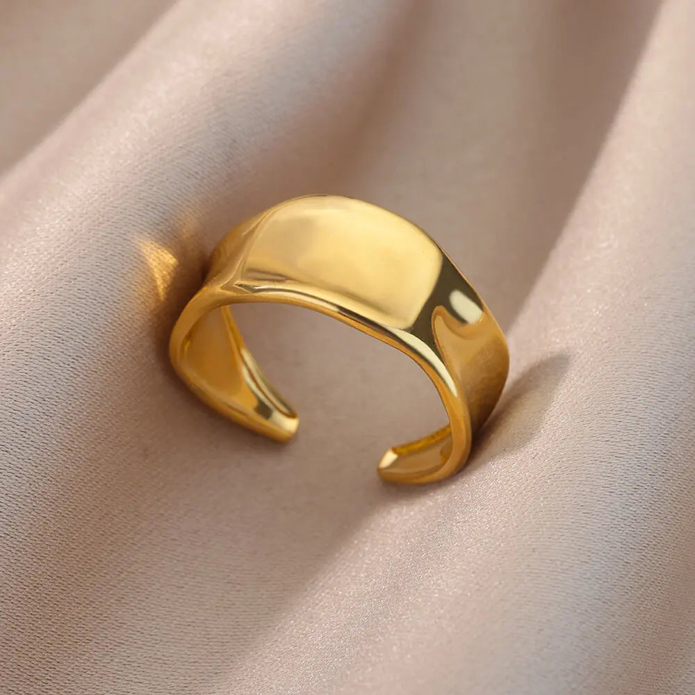 Anillos Irregulares Huecos Para Mujer De Acero Inoxidable Color Dorado Anillo Geométrico Fiesta Joyería De Navidad Regalo Envío Gratis