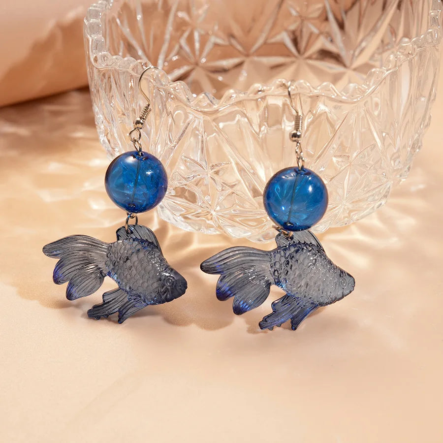 Kreativer Goldfisch Ohrring Einzigartiger transparenter Goldfisch Anhänger Ohrring Süße Koi-Fisch Ohrhänger Personalisierter Schmuck Großhandel