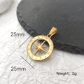 Collar con dije de brújula y estrella del norte de acero inoxidable bañado en oro de 18 quilates, hiphop, impermeable, joyería para hombre, regalo