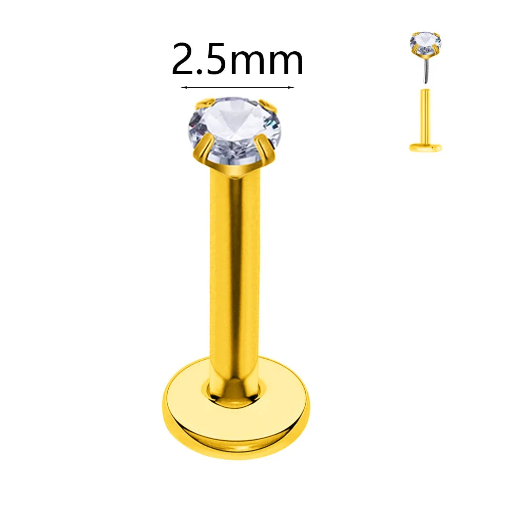 ASTM F136 G23 Titan Kugel Tragus Ohrring Gewindeloses Piercing Herz Zirkonia Stift Daith Conch Push-in Labret Stecker