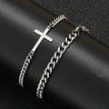 2024 Neues Edelstahl Kreuz Cuban Kette Armband Set für Herren Hip Hop Punk Schlangenkette Armbänder Mode Unisex Schmuck Geschenke