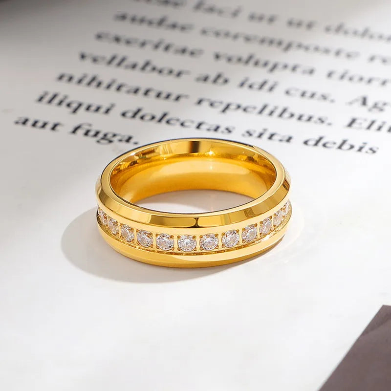 6mm Edelstahl-Ring mit CZ-Rille für Damen und Herren, Größen 5-10