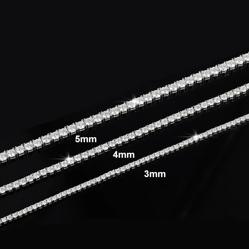 NeeTim Collar de tenis de moissanita de 3/4/5mm para mujer y hombre, de plata S925 con chapado en oro de 18k, cadenas para el cuello, joyería de fiesta moderna de hip-hop