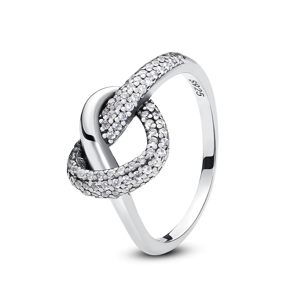 925 Sterling Silver Rings For Women Original Crown Love Heart Wishbone Engagement Wedding Rose Gold Crystal Ring Luxury Jewelry