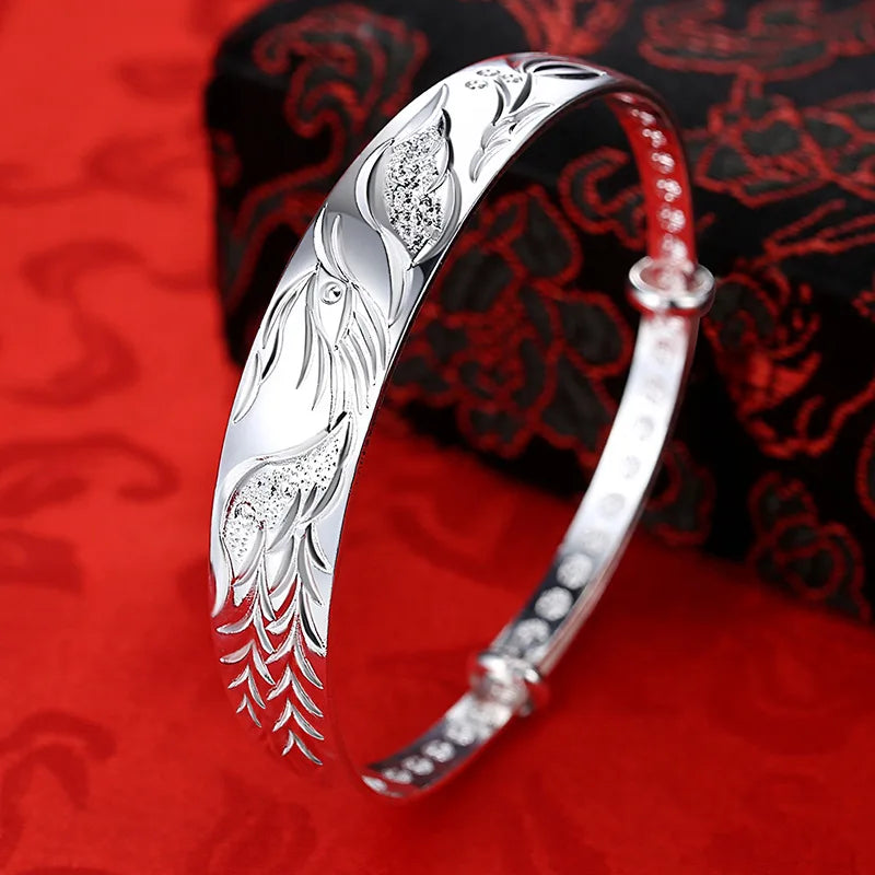 Luxus 925 Sterlingsilber Edle Phönix Armbänder Armreifen für Frauen Mode Party Hochzeit Schmuck Weihnachtsgeschenke Verstellbar