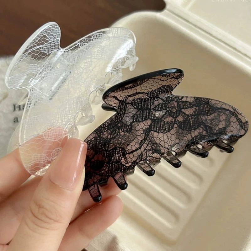 8.5Cm New Korean Woman Senior Lace Pattern Hair Claw Barrettes Girl Fashion Hair Clips Hair Headwear Hair Accessories Hairpins