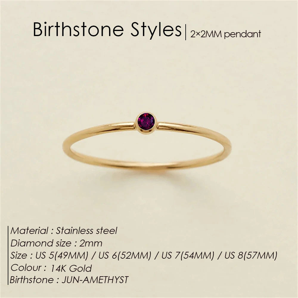 eManco Edelstahl Geburtssteinring Goldfarben Schlichter Modestil Für Damen Festival Party Geschenk