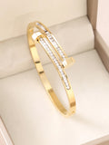 1 Stück 18K vergoldetes stapelbares Edelstahlarmband mit Kette und Kleeblatt-Design, Modischer Stil für Damen, Geeignet für Freizeit