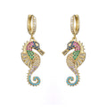 NEWBUY 2024 Trendige Bunte AAA Zirkonia Inlay Seepferdchen Ohrhänger für Damen Party Schmuck