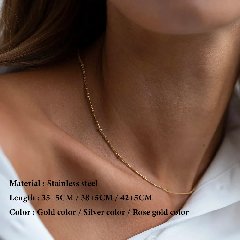 SUNIBI Gold Color Stainless Steel Chain Choker Necklace Women Chain Necklace Sets for Women Gift Jewelry Wholesale
