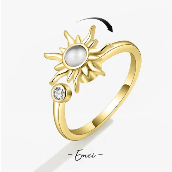 Anti-Stress Angst Fidget Ringe für Frauen Edelstahl Sonnenblume Sonne Stern Spinner Ring Weihnachtsgeschenke Dropshipping