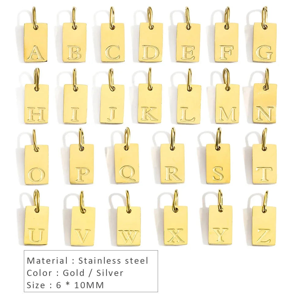 10 STÜCK Alphabet Charm Anhänger für Halsketten Edelstahl Schmuck DIY Gravur Buchstaben Zubehör Damen Modeschmuck