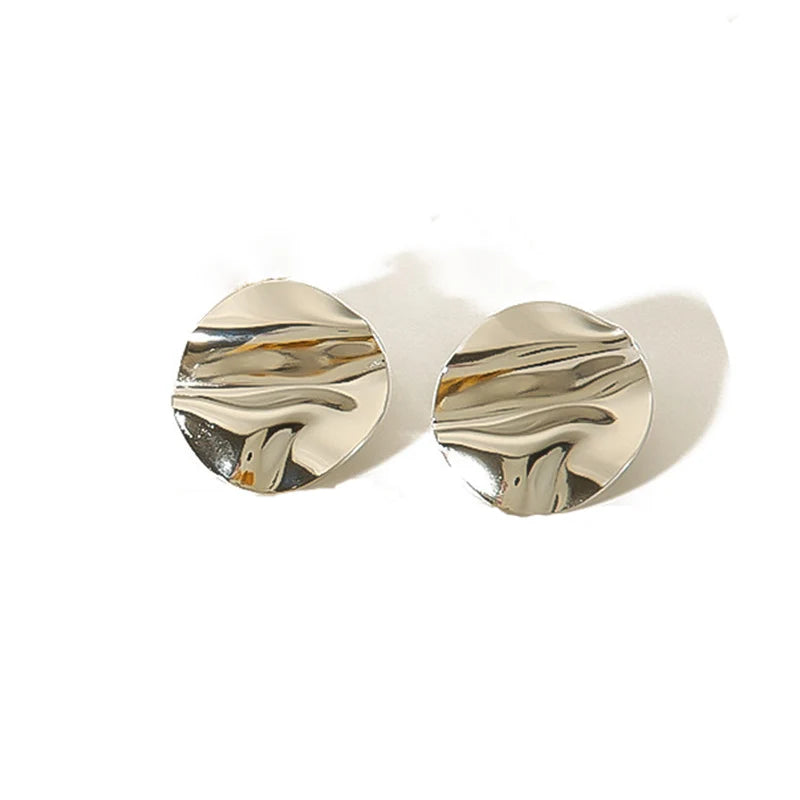 Modische, runde, plissierte Ohrclips ohne Piercing für Damen, personalisiertes Design, unregelmäßige Punk-Metallohrringe, Party-Schmuck