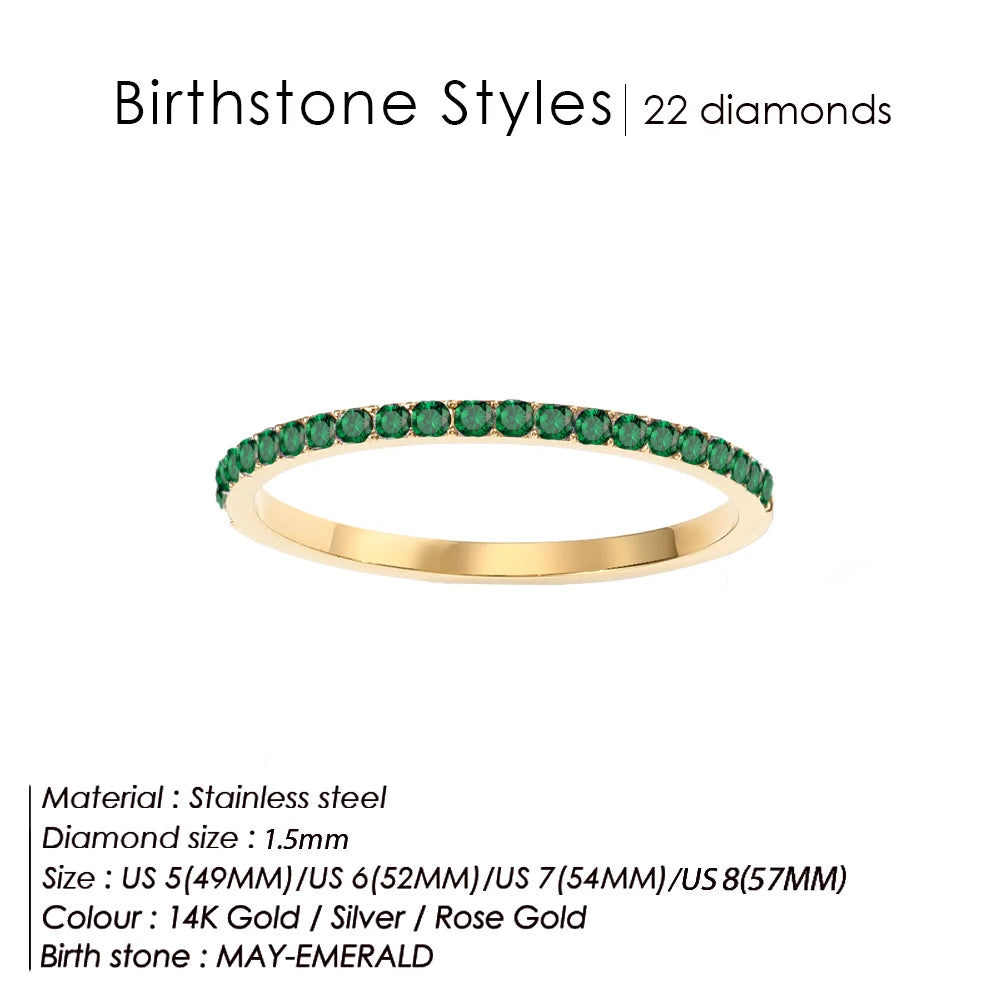 Edelstahl Geburtssteinring für Damen 12 Sternzeichen Mode Farbige Strassringe Jubiläum Hochzeit Geschenk Schmuck Großhandel