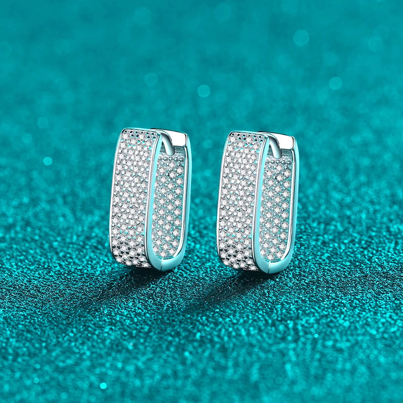 Pendientes NeeTim de moissanita con brillo de color completo, de plata de ley 925, clásicos, con aros brillantes para mujer, joyería de boda