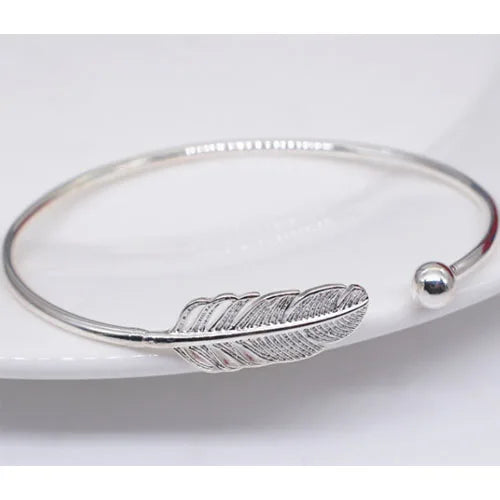925 Sterling Silber Engelsfeder Glück Manschette Designer Armbänder Armreifen für Damen Party Schmuck Geschenke