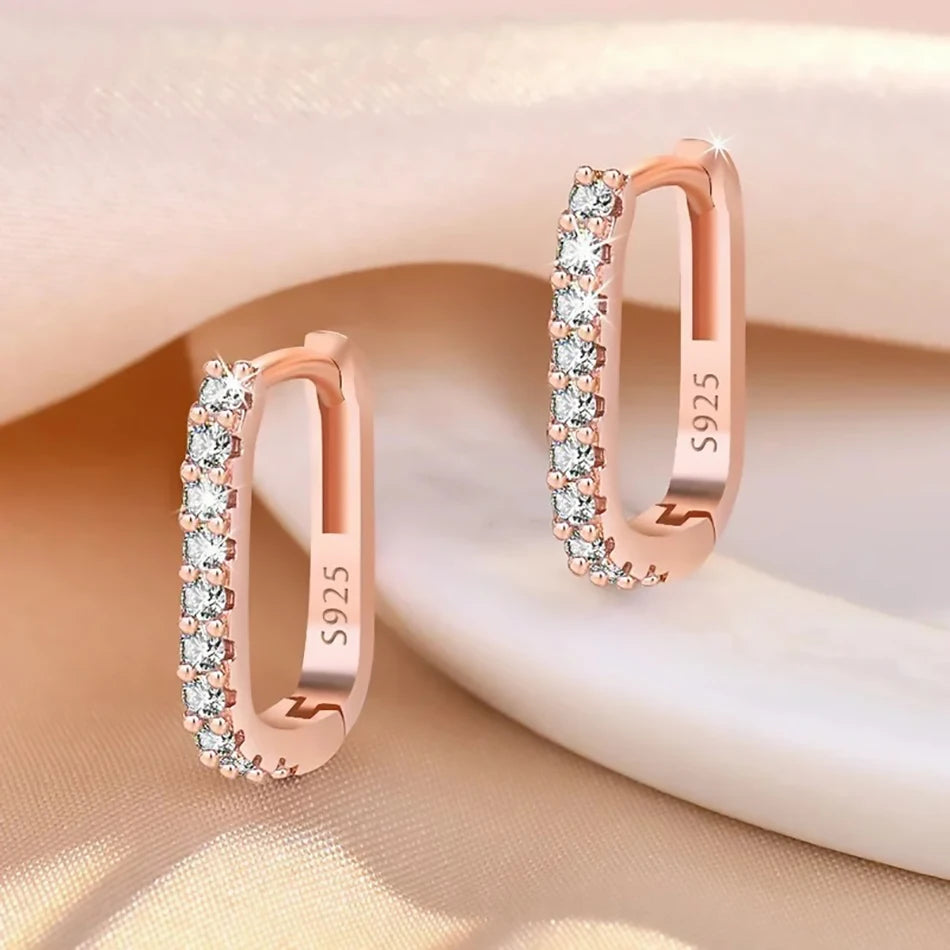 Hochwertige 925er Sterling Silber Kristall Mode Kreis Ohrringe für Frauen Hochzeitsfeier Geschenk Straße Vielseitiger Schmuck