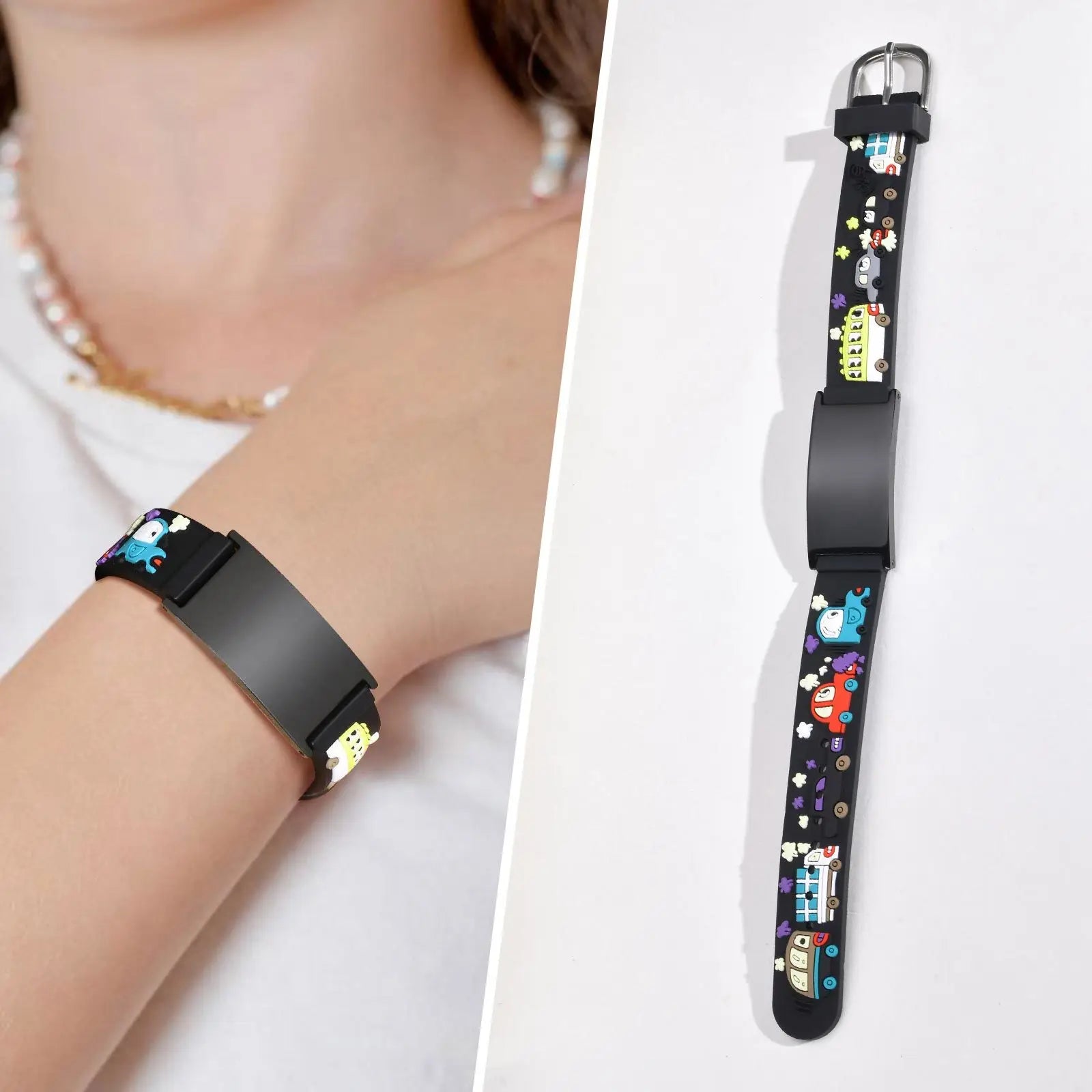 Personalisiertes Ausweiskettchen für kleine Mädchen und Jungen, Silikonarmband verstellbar, Gravierte Zitate Inspirierendes Geschenk