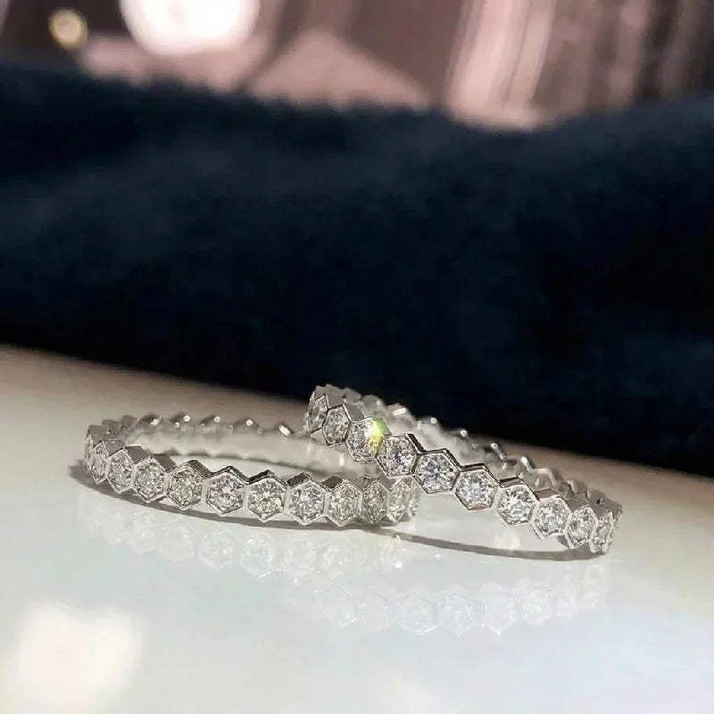 925 Sterling Silber Vintage Geometrische Zirkonringe für Frauen Geschenk Alltag Party Hochwertiger Edelschmuck Accessoires