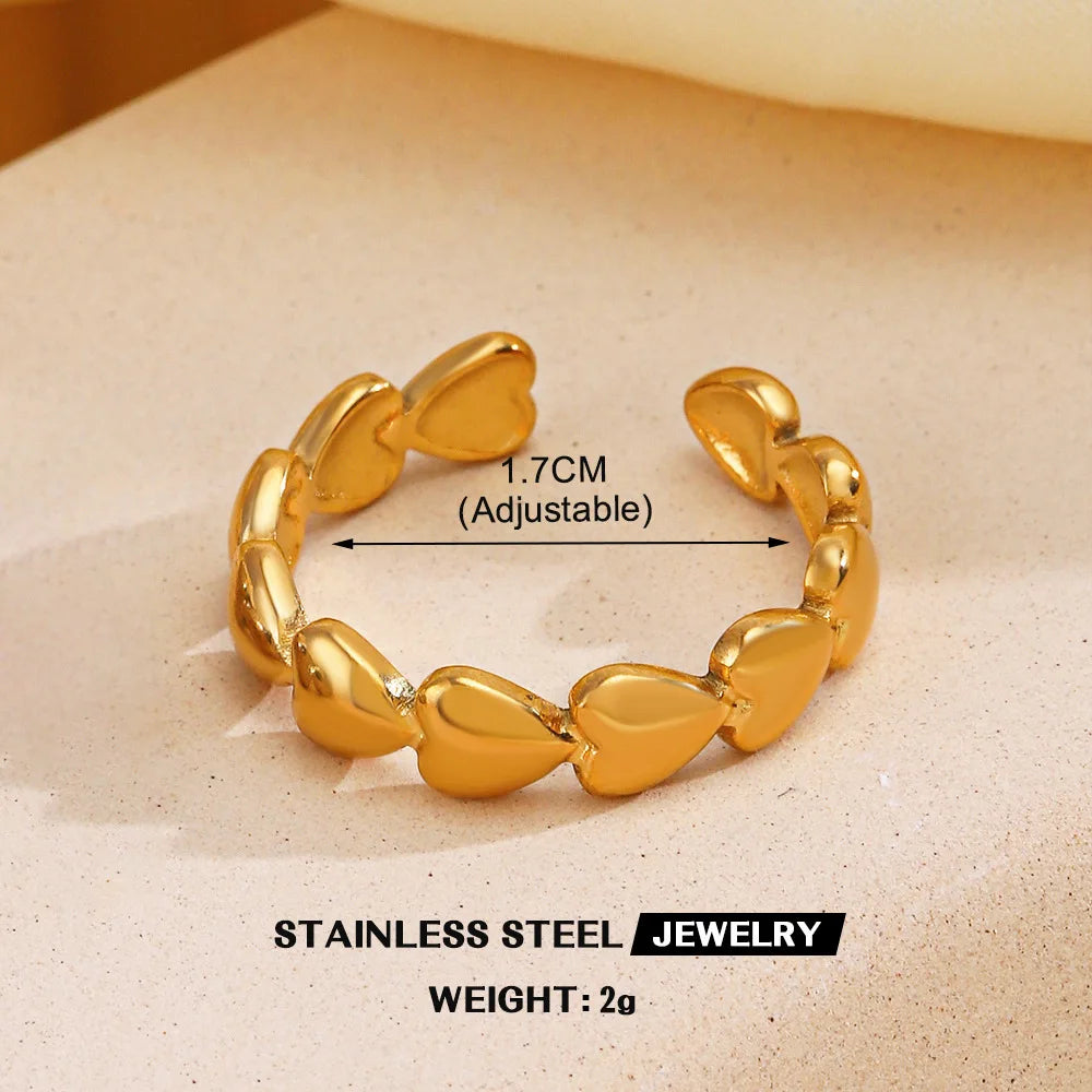 1 Stück Edelstahl Goldfarben Ringe für Frauen Wasserdicht Geometrisch Offener Fingerring Mädchen Mode Alltag Schmuck Accessoires