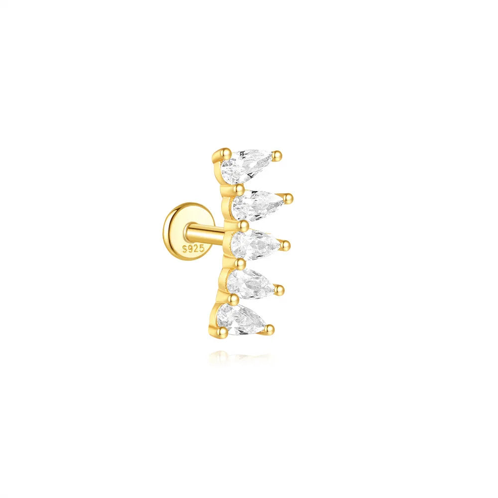 CANNER 1PC Vier-Punkt-Stern Mond Quaste Lotus Knorpel Spirale Piercing 925 Sterlingsilber Ohrstecker Für Frauen Ins Ohrring