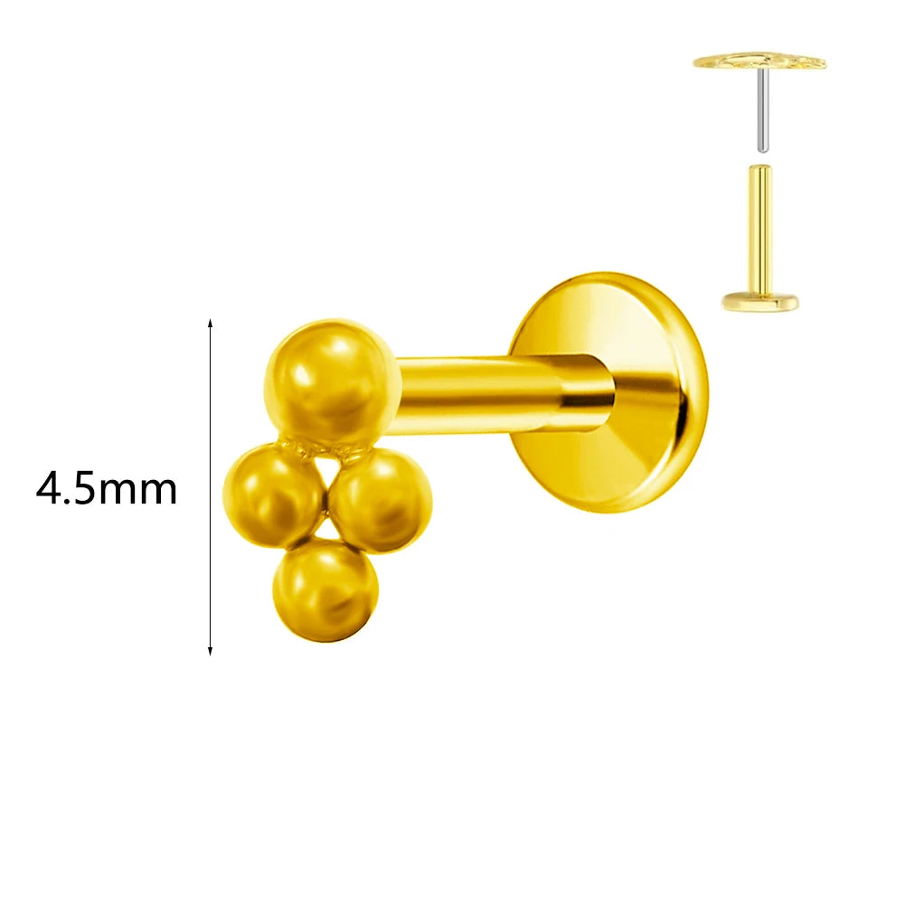 Winziger Wassertropfen Labret Piercing G23 Titan Opal Mond Push-In Zweig Ohrring Stecker Anhänger Gewindeloser Knorpelkörperschmuck