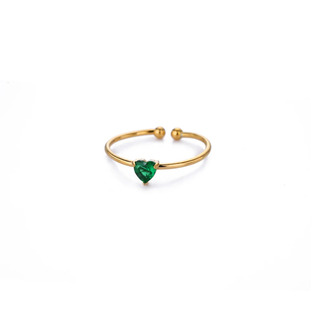 2025 Geburt Bunte Zirkonia Herz Öffnungsringe für Frauen Mode Zierliche Edelstahl Prinzessin Ring Schmuck Hochzeit Geschenk