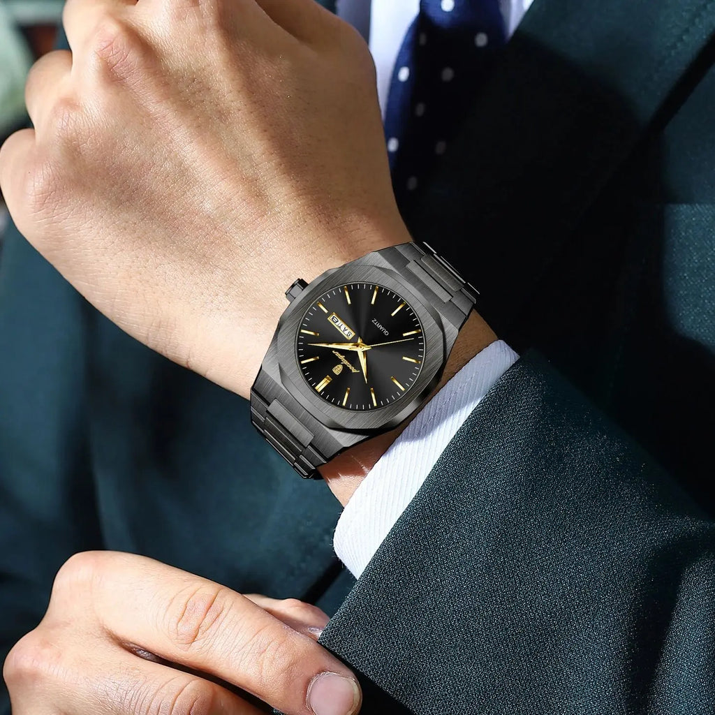 Reloj de hombre de marca de moda POEDAGAR, impermeable, luminoso, de acero inoxidable, para hombres, fecha, semana, informal, de cuarzo, Reloj de hombre