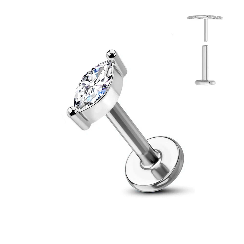 ASTM F136 G23 Titan Blume Threadless Ohrring Piercing Blütenblätter Blatt Herz Schmetterling Pin Daith Conch Push-in Labret Stecker