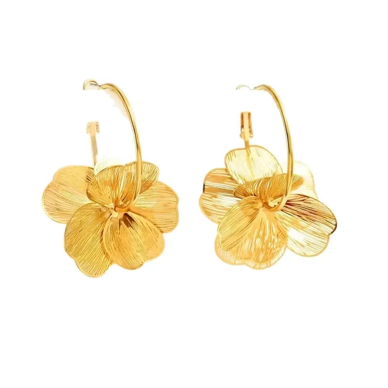 Exquisitos Aretes Colgantes de Flor de Mariposa Dorados Aretes Vintage Accesorios de Joyería para Boda Fiesta de Moda