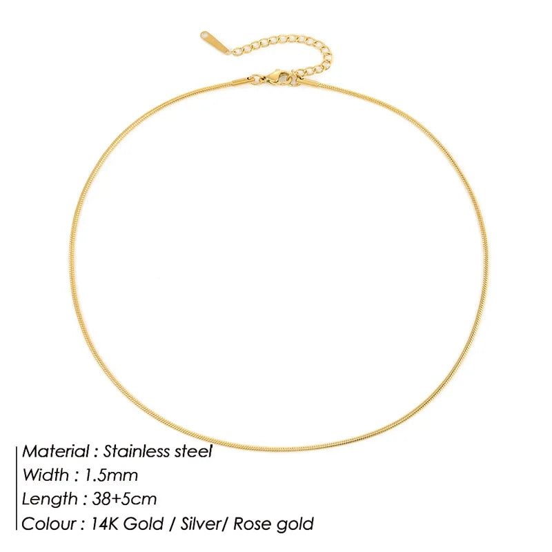 SUNIBI Stainless Steel Necklaces for Women Gold Color Basic Punk Link Chain Necklace Solid Metal Jewelry Wholesale/dropshipping