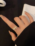 Yupsk Anillo de Lazo de Circón de Cristal Micropavé de Moda Coreana para Mujeres y Niñas Exquisito Anillo de Dedo Minimalista de Moda Ins Joyería