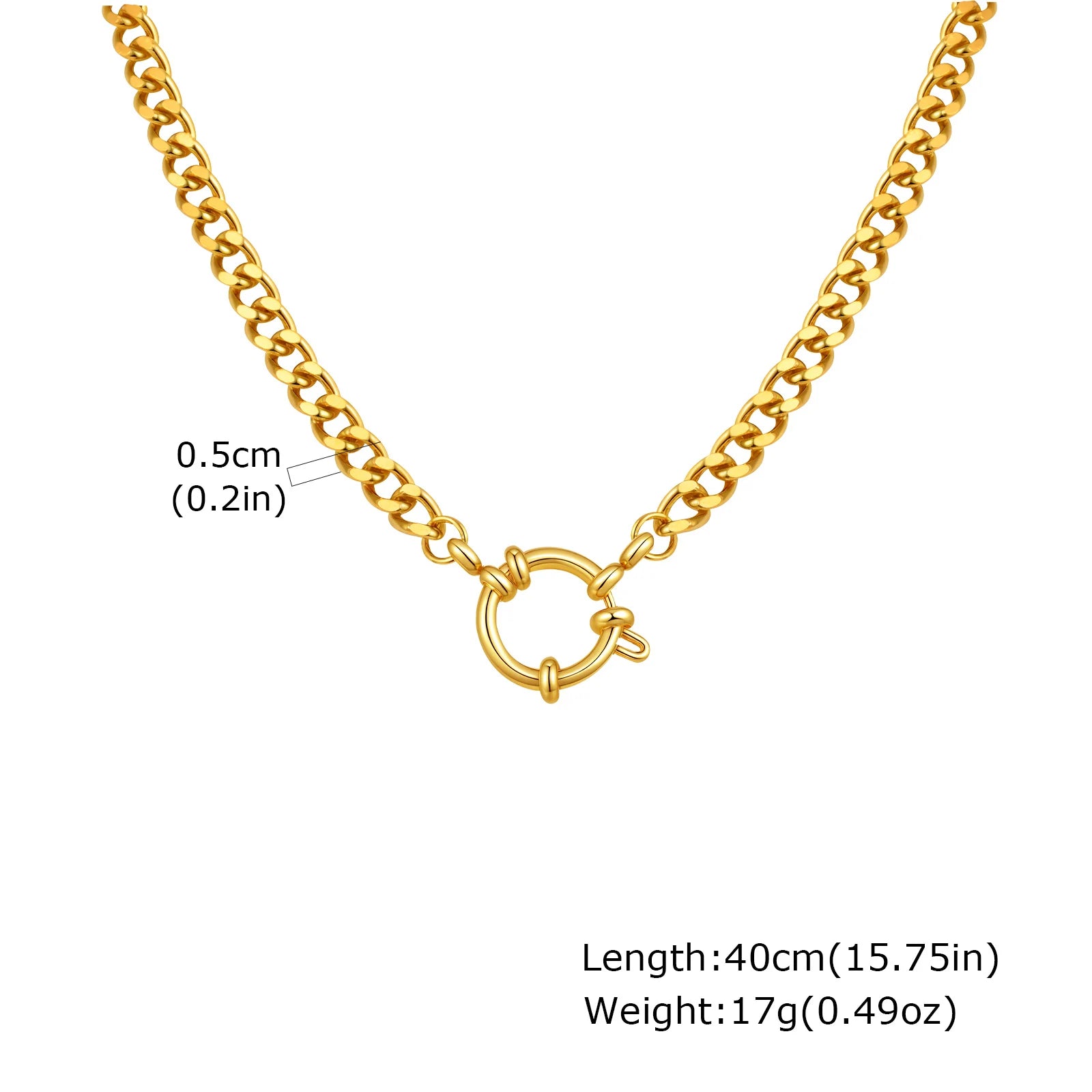 Paperclip-Kette Halsband, Damen Edelstahl Federverschluss Anhänger Halskette, Wasserdicht 18k Vergoldeter Schmuck