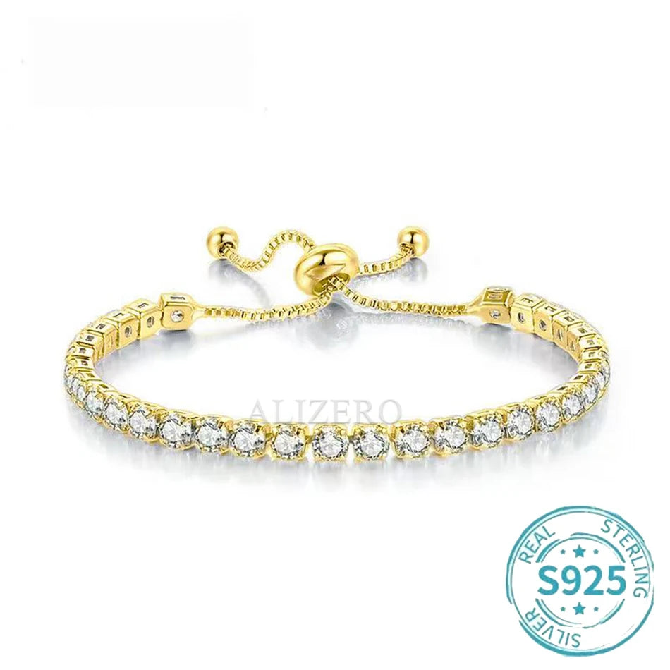 ALIZERO S925 Sterling Silber Armband Original Mehrfarbige Zirkonia Tennisarmbänder für Damen Mode Luxus Charm Schmuck