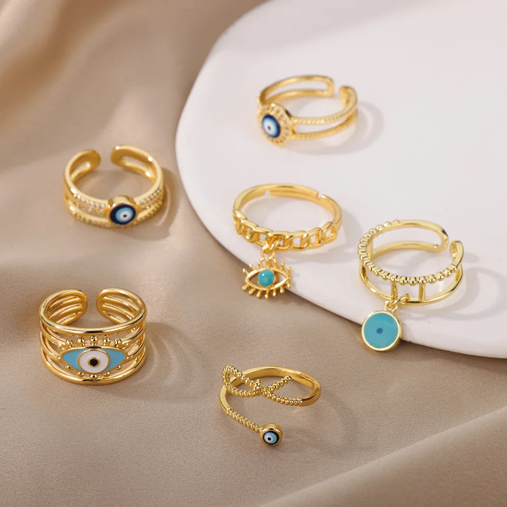 Böse Augen Ringe für Damen Edelstahl Türkischer Augenring Hochzeit Gothische Ästhetik Schmucksets anillos bague bijoux