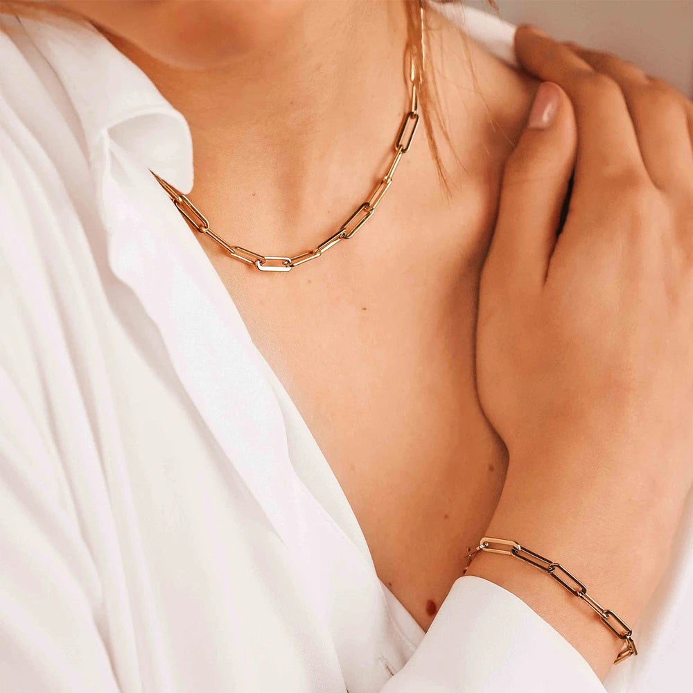 SUNIBI Stainless Steel Link Chain Choker Necklaces For Women Delicate Simple Necklace Friends Gift Jewelry Kolye