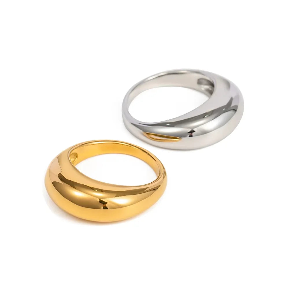 SUNIBI Anillos de Acero Inoxidable Sencillos de Moda para Mujer, Anillos de Arco, Joyería para Pareja, Anillo Geométrico de Aniversario Tallas 5 6 7 8