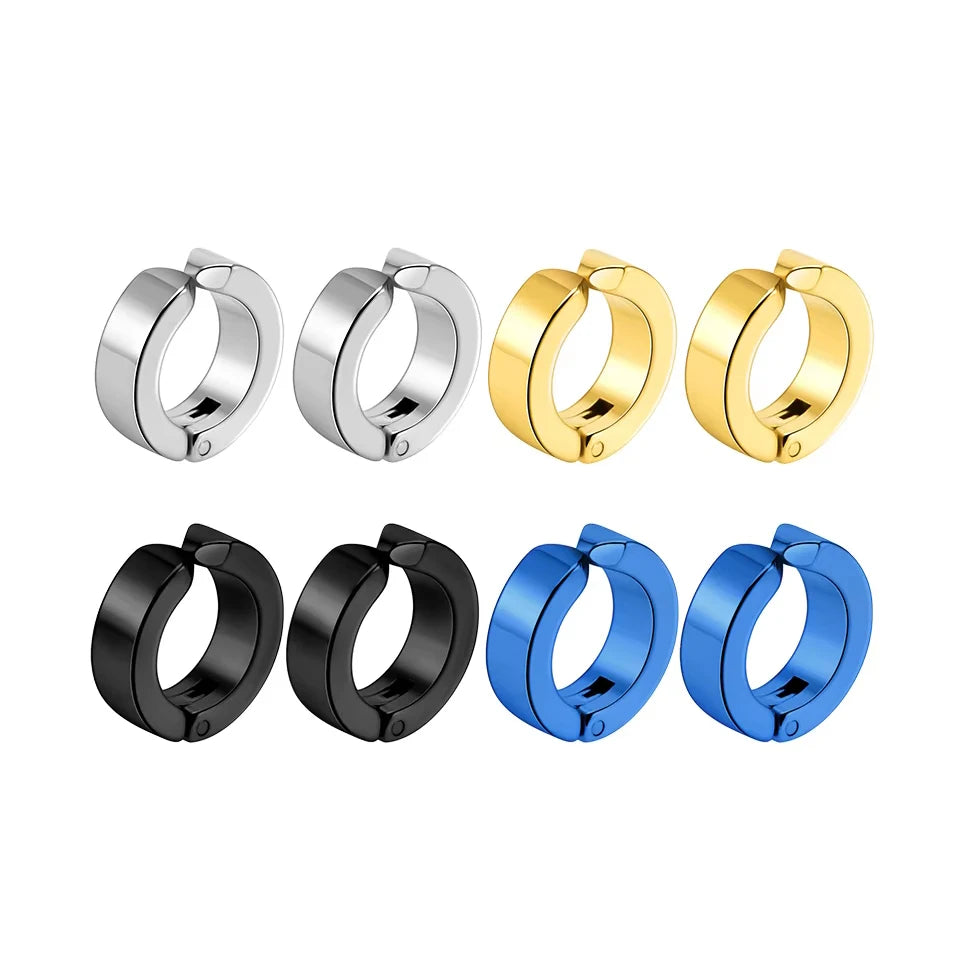 ZAKOL 2pcs/set Fashion Ear Clip Non Piercing Earrings Fake Earrings for Men Circle Round Earring Punk Rock Style Jewelry Gift
