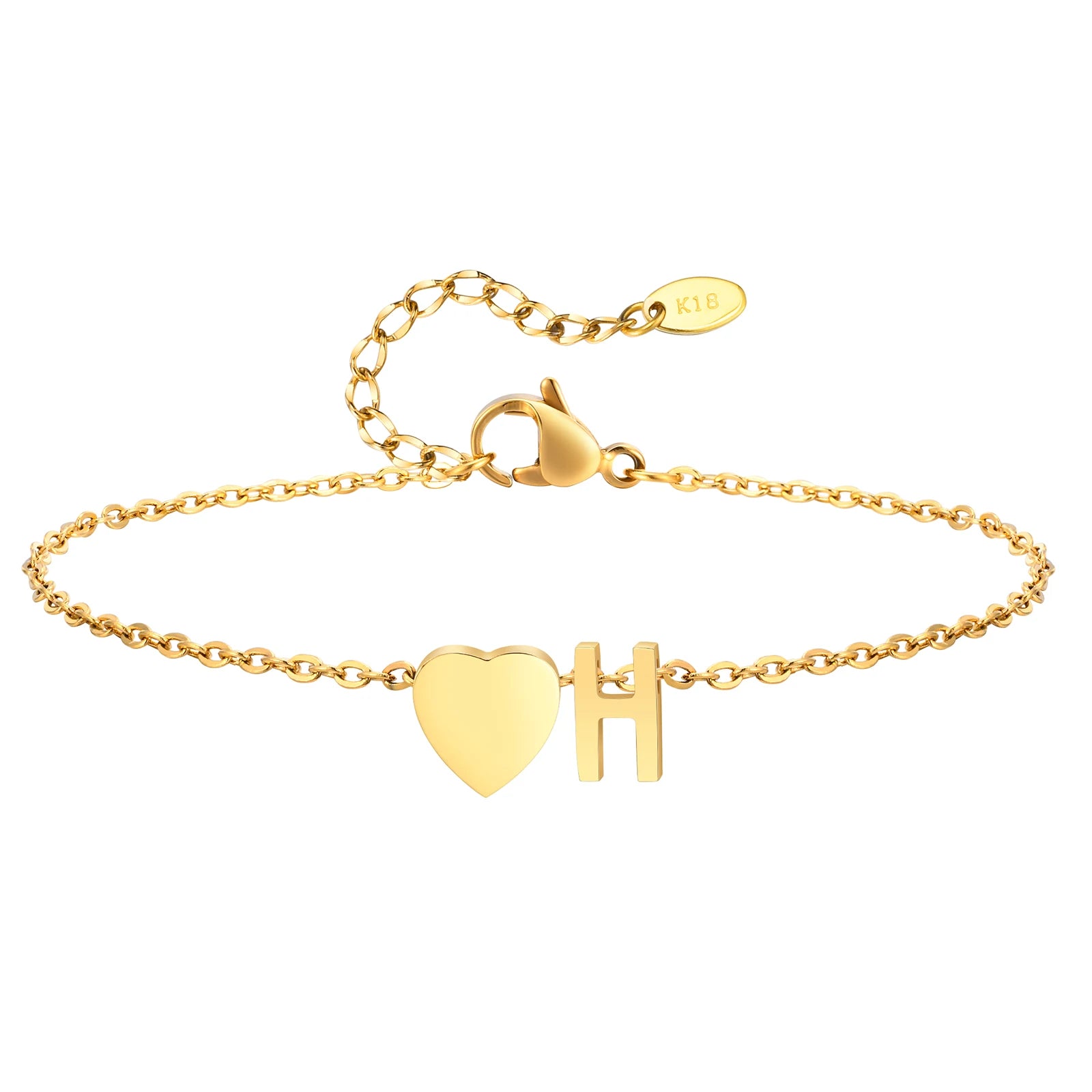 Damen Herz Anfangs-Fußkettchen Armbänder Verstellbarer Strand Schmuck Hypoallergener Edelstahl Personalisierte Namens Fußkette Fußkettchen