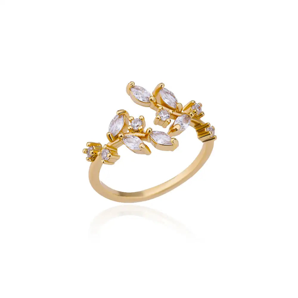 Zirkon Blumenform Ringe für Frauen Edelstahl Offener Ring Mode Koreanischer Neuer Hochzeitsschmuck Geschenk