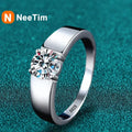 NeeTim 1ct 2ct D Moissanit Ehering Herrenring 925 Sterlingsilber Verlobungsringe für Männer mit Zertifikat Edler Schmuck