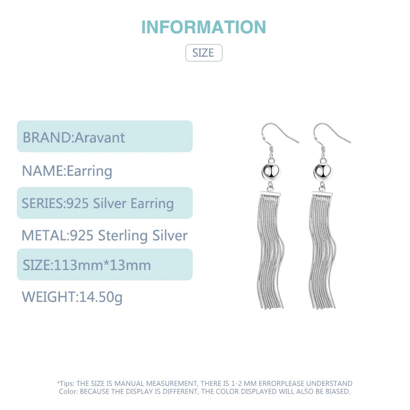 Aravant 925 Sterling Silber Perlen Langer Tropfen Ohrring Für Frauen Mode Hochzeit Schmuck