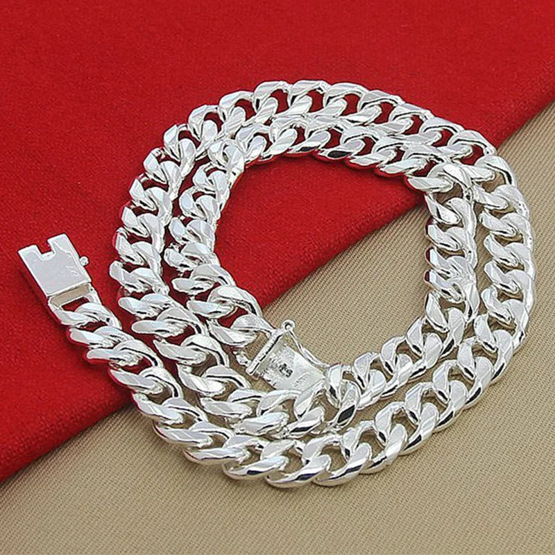 Aravant 925er Silber 10MM Halsketten-Armbänder-Set für Herren und Damen Modeschmuck