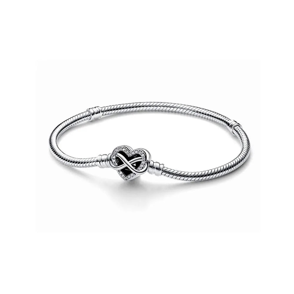 925 Sterling Silber Armbänder Herz Pavé Rot Blume Stern Clip Schlangenkettenarmband Liebe Armreifen DIY Feiner Schmuck