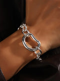 Irregular Geometric Circle Chain Bracelets for Women Fashion Gold Silver Color Stainless Steel Bracelet Waterproof Jewelry