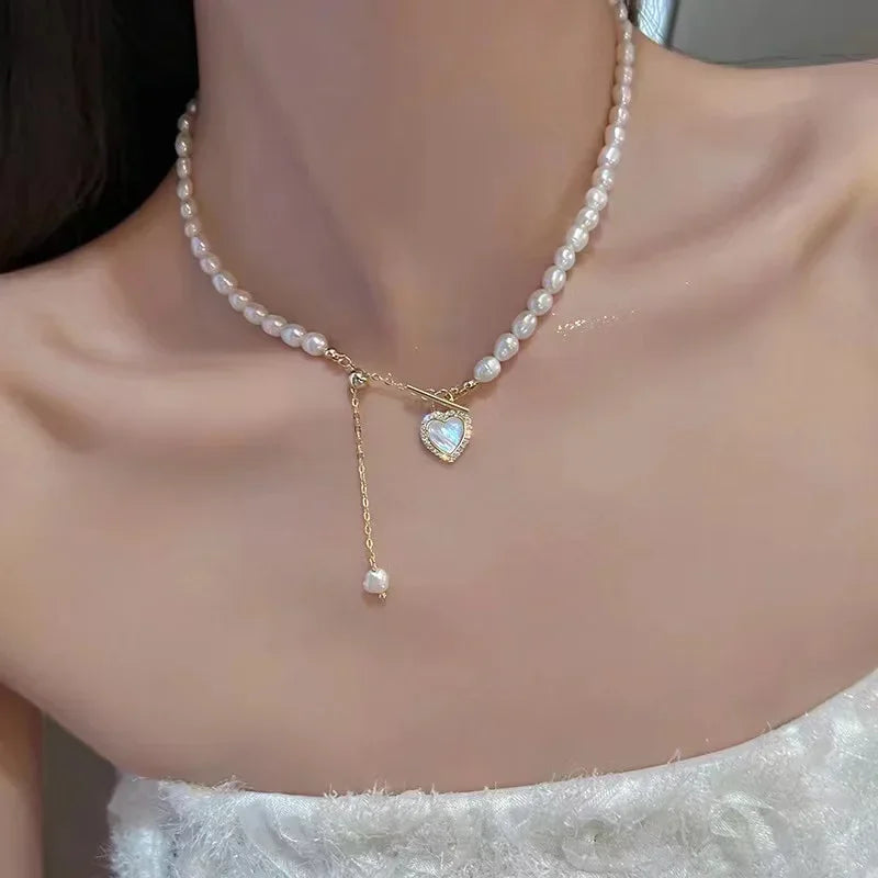Vintage Golden Silver Color Heart Pendant Necklace for Women New Trend Girls Clavicle Chain Jewelry Birthday Gifts Wholesale