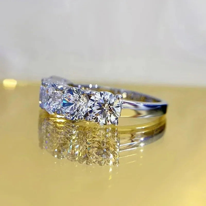NeeTim 5mm 6.5mm Voll-Moissanit-Ring für Damen, S925 Sterling Silber, Eternity, funkelnder Diamant-Ring, Eheringe, Schmuck